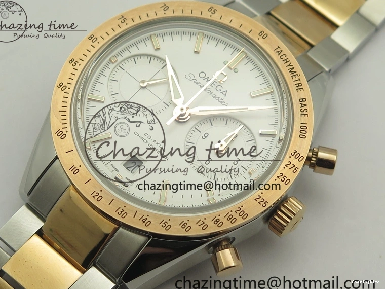 0212 Thermal Speedmaster ’57 Co-Axial SS RG OMF 1:1 Best Edition White Dial On SS RG Bracelet A9300 (Free Leather Strap) 8074